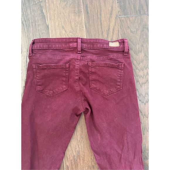 Paige Burgundy Ankle Peg Skinny Jeans - Picture 4 of 7